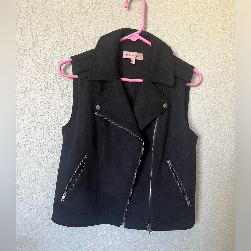 Philosophy faux suede moto vest